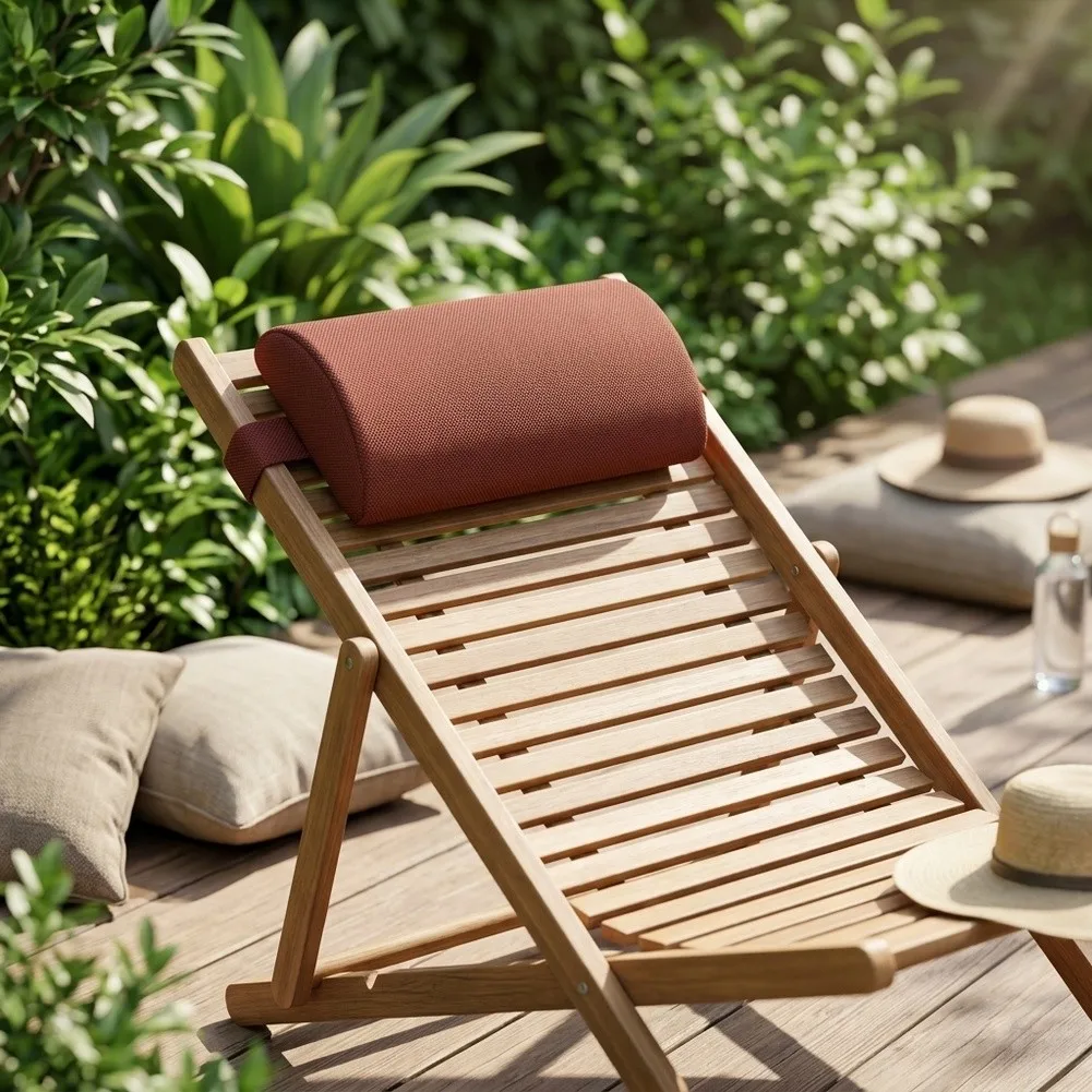 Outdoor Seating Accessory Headrest Pillow for Recliners and Lounge Chairs with Polyester Fill and Fabric Shell