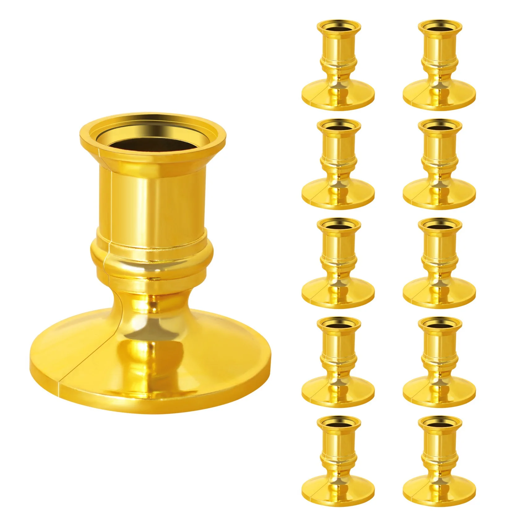 

10X Gold Pillar Candle Base Taper Candle Holder Candlestick Christmas Decor