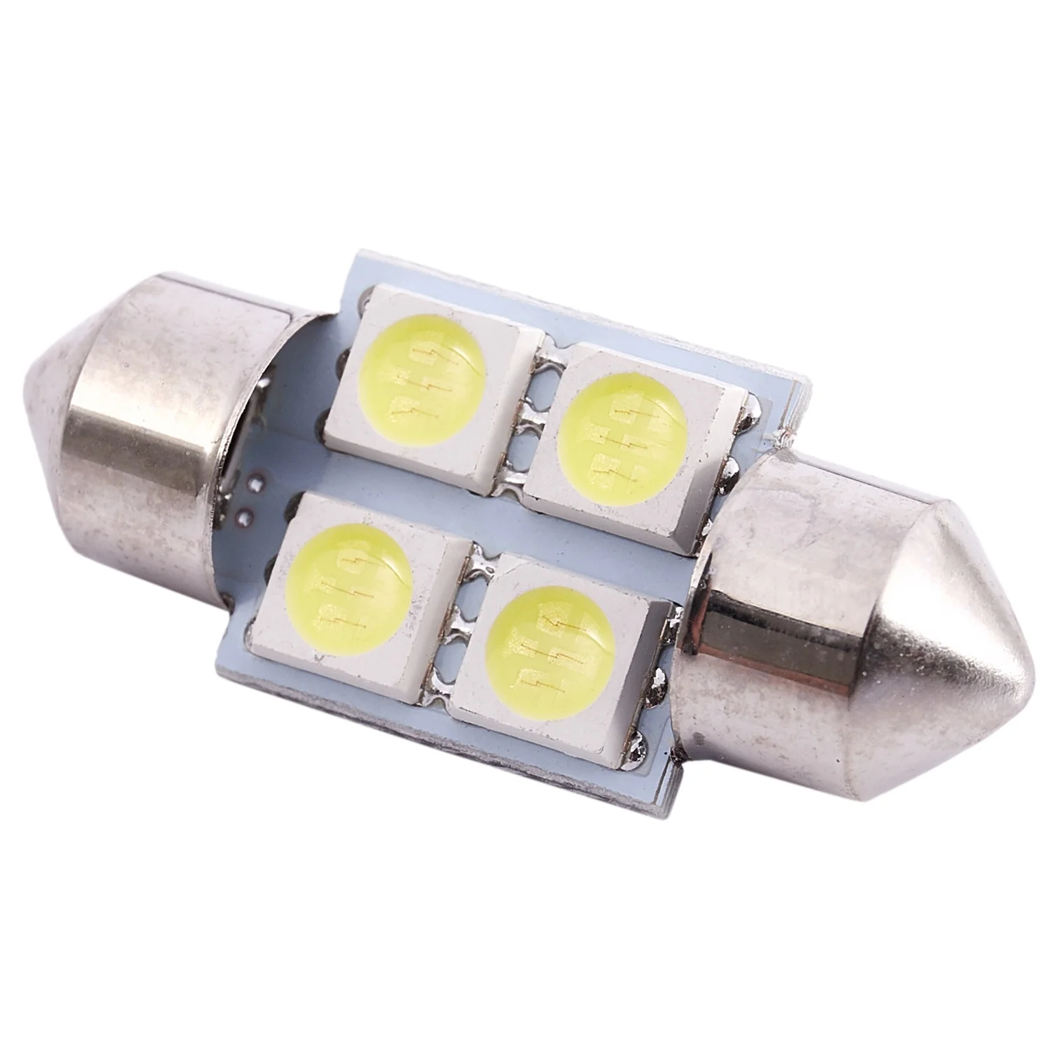 DC 12V 31 มม.4 5050 SMD ภายในรถโดมพู่ห้อยไฟ LED สีขาว 2 ชิ้น