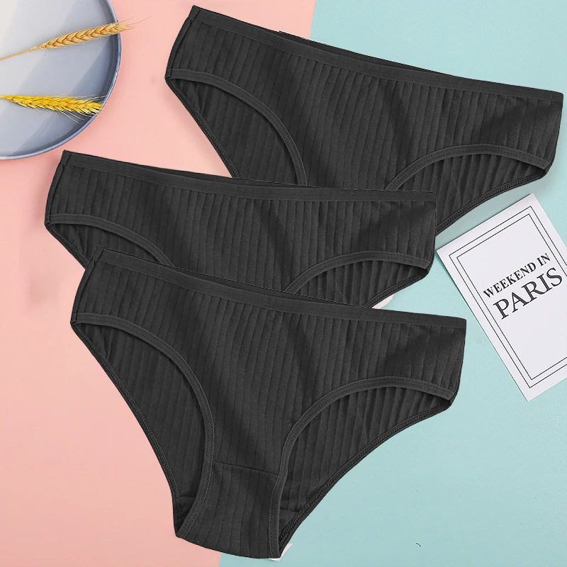 FIENTOO 3 Teile/satz Höschen Baumwolle Frauen Unterwäsche Sexy Unterhose Komfort Mädchen Slips für Weibliche Streifen Baumwolle Dessous Dessous