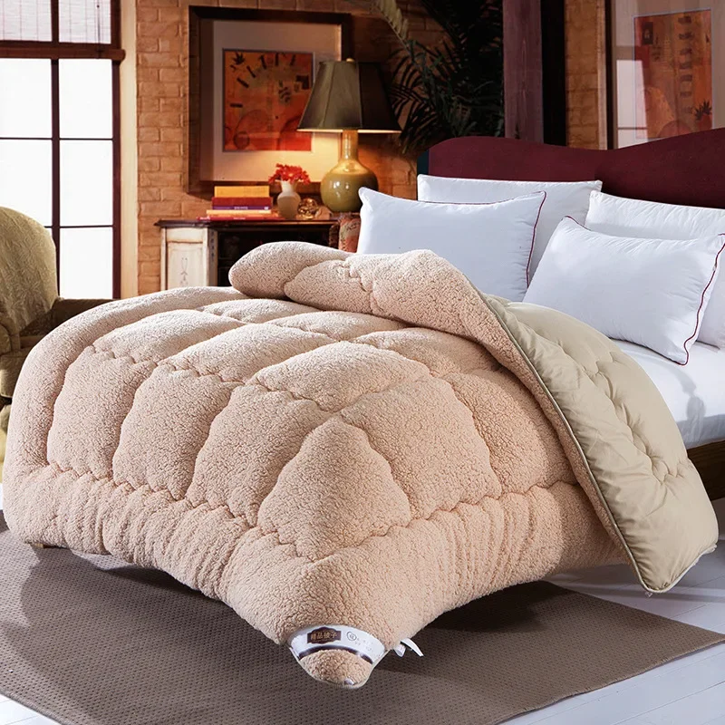 Winter Duvet Lamb Wool Warm Comforter Camel Cotton Quilt Thicken Blanket King Queen Size Single Double Cashmere Couple Bed Quilt