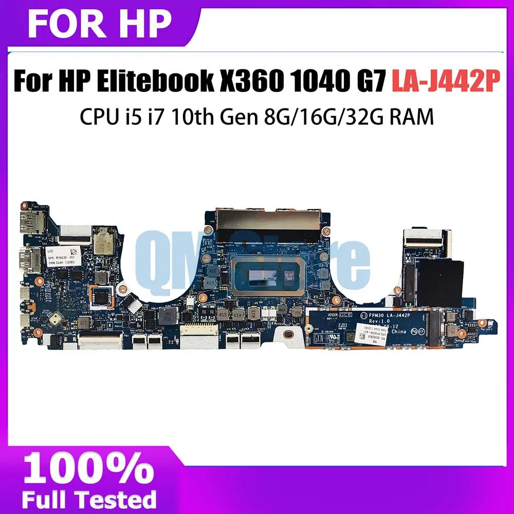 

LA-J442P Notebook Mainboard For HP Elitebook X360 1030 G7 Laptop Motherboard CPU i5 i7 10th 8G 16G 32G RAM M16069-001 M16069-601