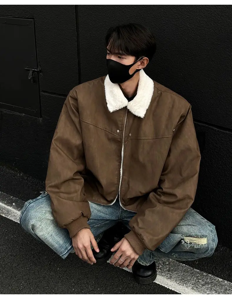 

Fur Collar Big Jackets Mens Autumn Polar Military Climbing Varsity High-End Popular Original Windproof Embroidery Style Soft Top