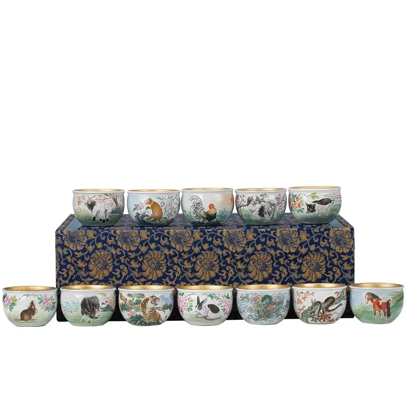Hand painted zodiac tea cup master cup single cup teacup set gift