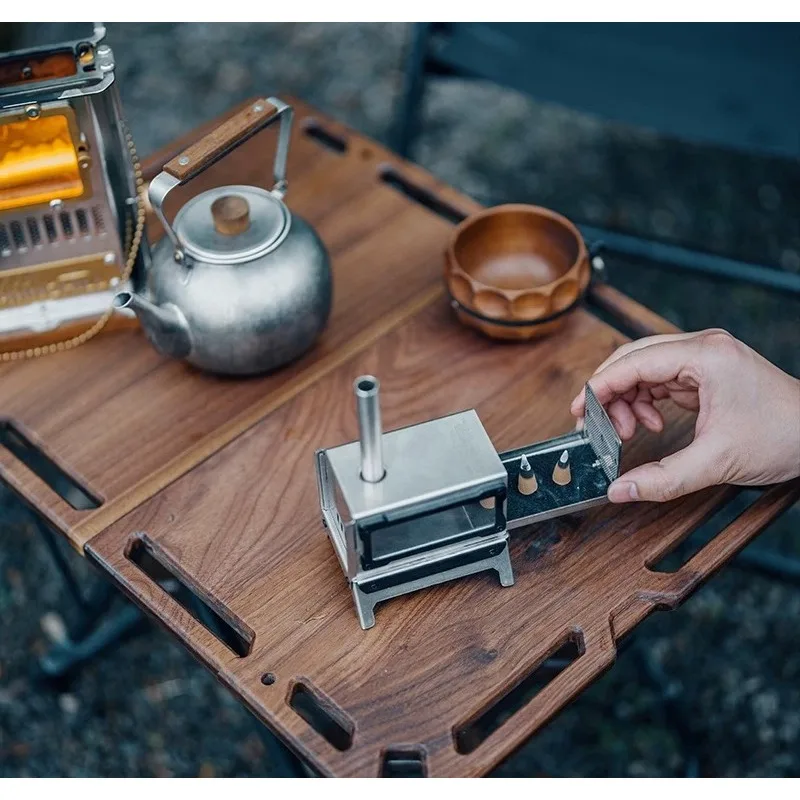 Folding Mini Camping Wood Stove, Tabletop View Fire Pit, Portable Outdoor Travel Firewood Burner For Picnic & Hiking