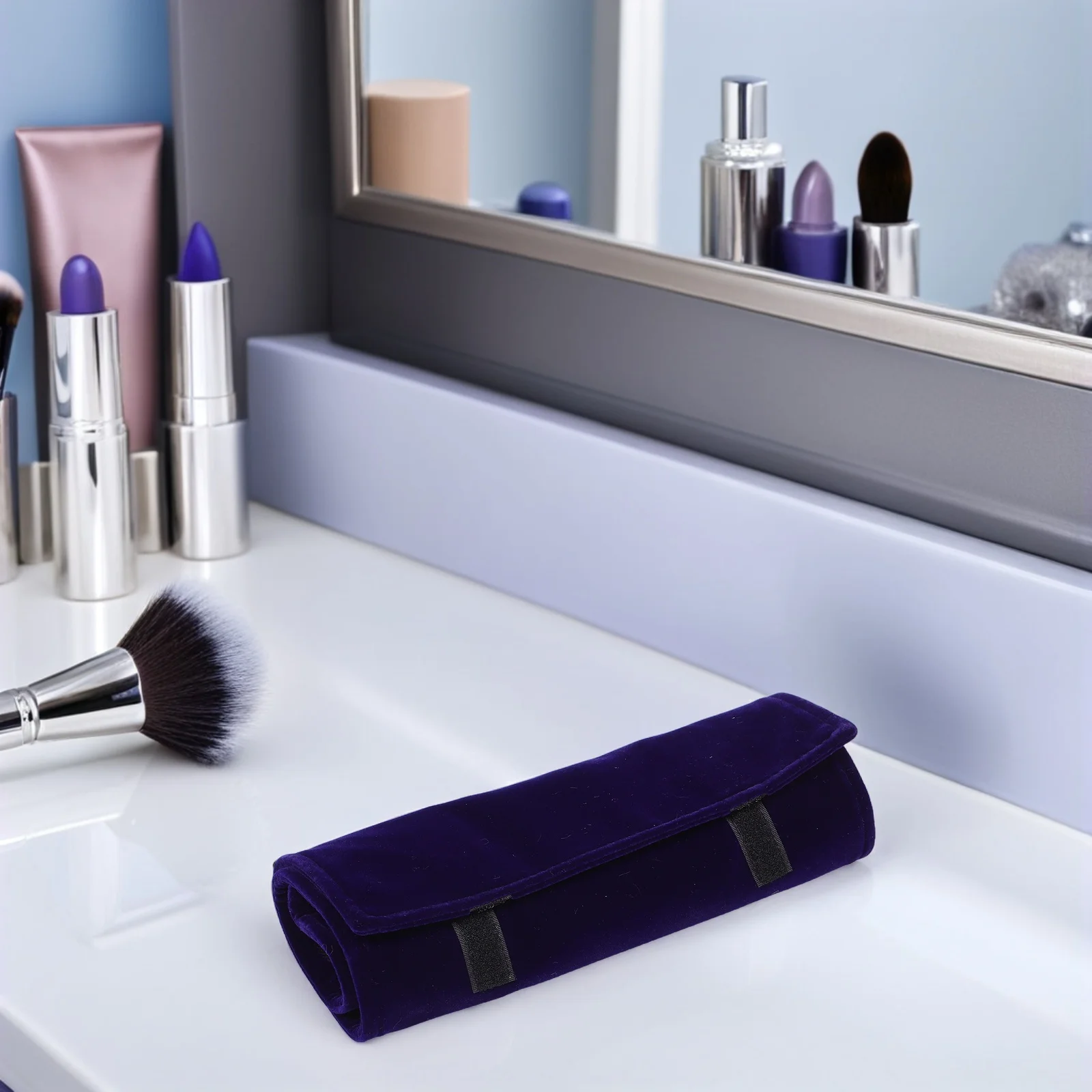 السفر مجوهرات لفة حقيبة الأزرق الفاخرة المنظم ل قلادة سوار أقراط حلقة ساعة الإسورة كيس التخزين المجوهرات المحمولة