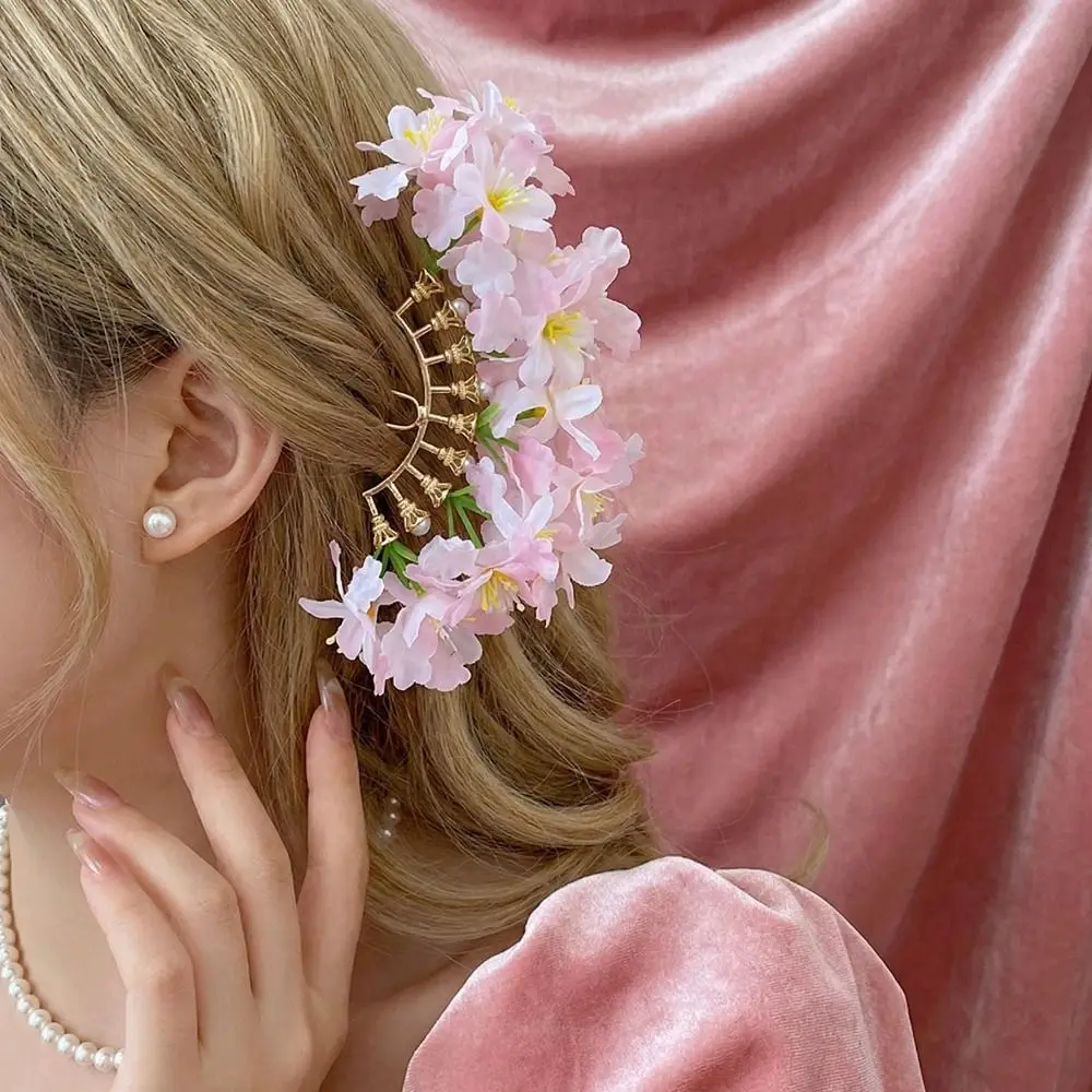 

Elegant Bohemian Simulation Flower Hair Fork Sweet Iron Chinese Style Hairpin Cloth Headwear Flora Hair Stick Daily Wear