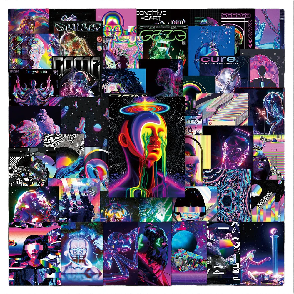 

10/30/50 шт. Крутые наклейки в стиле граффити в психоделическом стиле, мультяшные панк-кислотные лазерные наклейки, Скейтборд, Ноутбук, Гитара, наклейки на телефон, декор