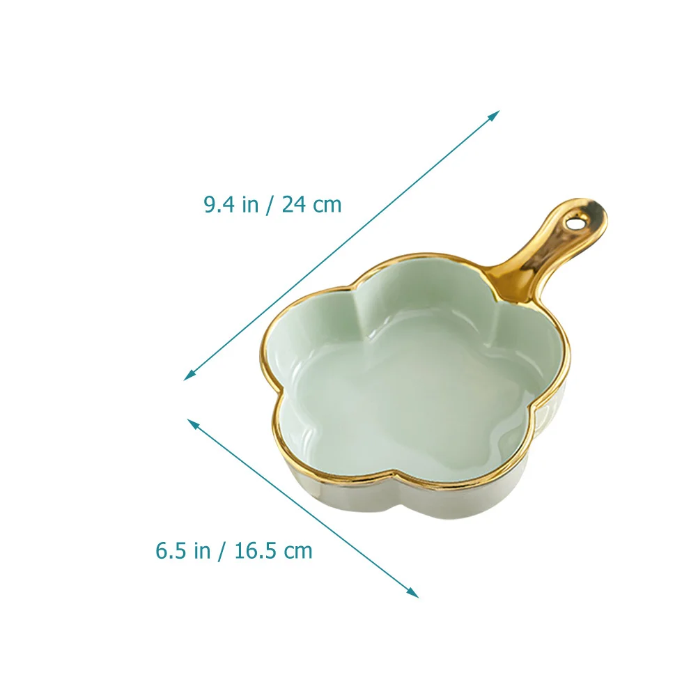 

Single Handle Plum Blossom Ceramic Salad Fruit Bowl Large Flower Shaped Multi-Use Dessert Serving Bowl for Household