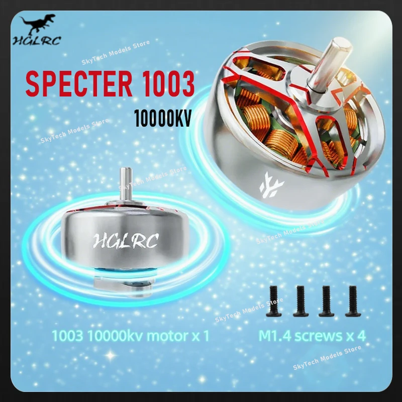 SPECTER1003 10000KV HGLRC 1-2S бесщеточный двигатель, совместимый с 1,6-2-дюймовым пропеллером для FPV 75 мм Tinywhoop Toothpick Drone