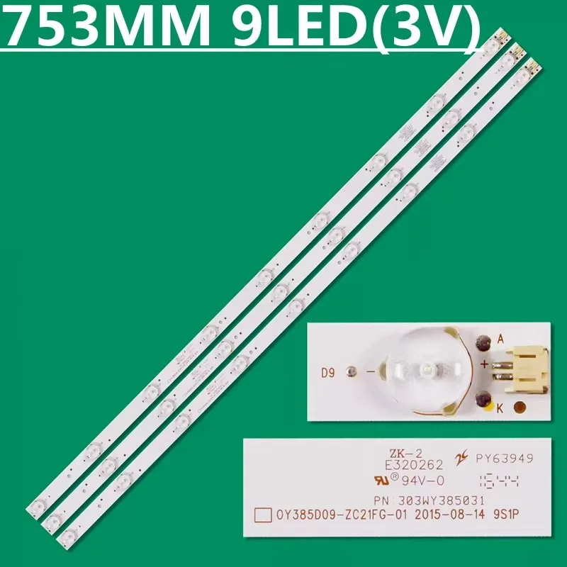 Tira de LED para iluminación trasera de 752MM 9 lámparas para Ph39n86dsgw Ph39n86 Ptv3915led OY385D09-ZC21FG-01 303WY385031 LE39D80SA LE39F88S C39SD110