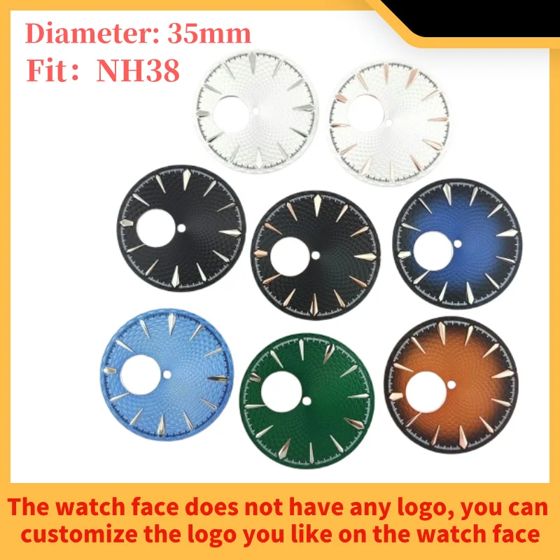 หน้าปัดนาฬิกา NH38 35มม. เหมาะสำหรับนาฬิกาอุปกรณ์เสริมสำหรับการเคลื่อนไหวของ NH38ไม่มีหน้าปัดเรืองแสงโลโก้ที่กำหนดเอง
