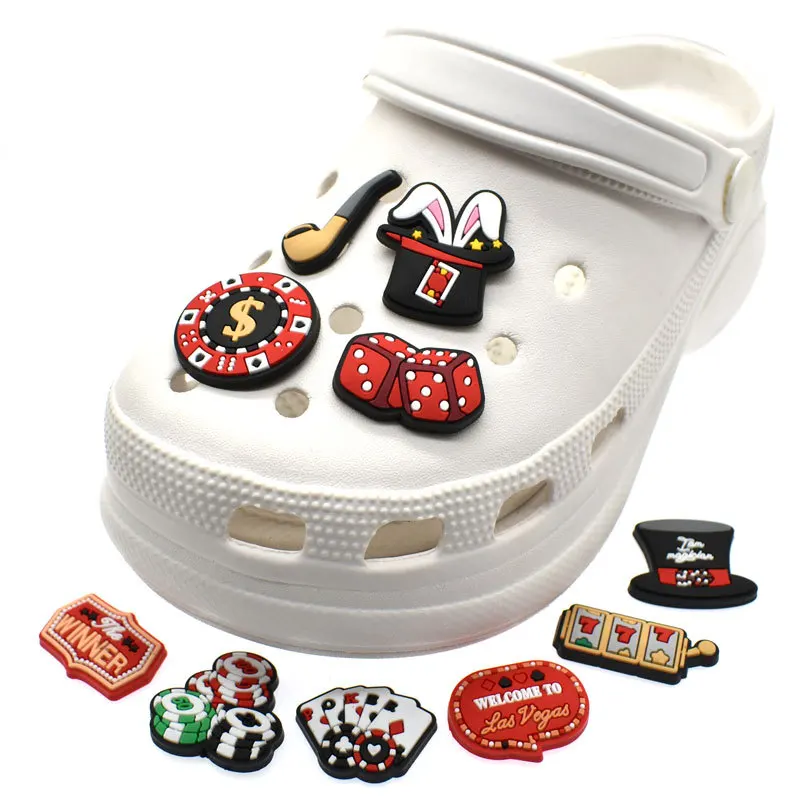 New 1Pcs PVC Las Vegas Game Shoes Charms for Crocs DIY Badge Clogs Kids Pins Decoration Jeans Shoe Accessories X-mas Wholesale image 2
