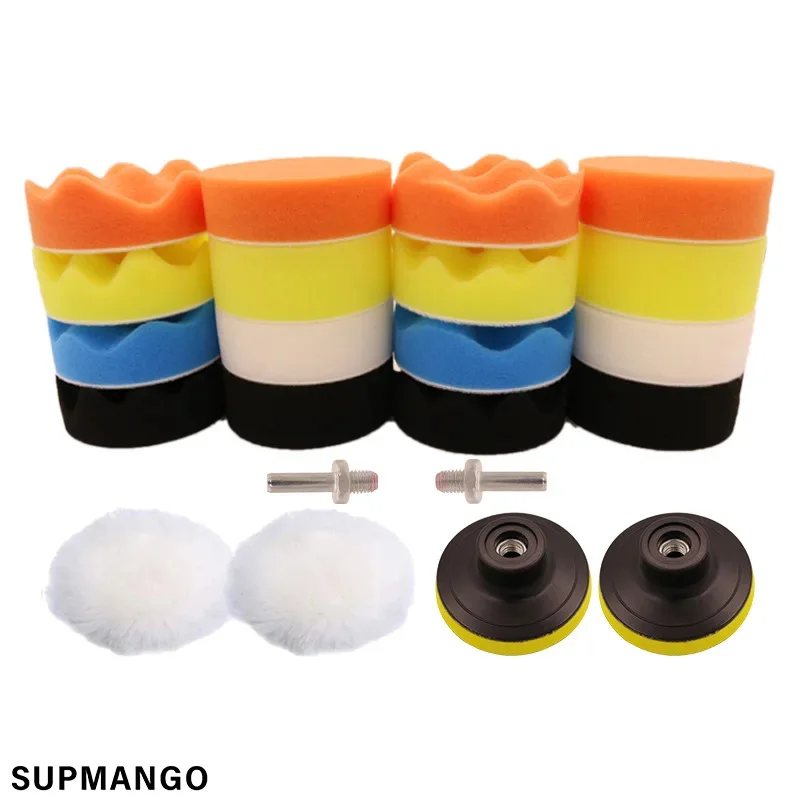 Universal Car Paint Care Accessories 22pcs Car Polishing Sponge Pads Kit Foam Pad Buffer Kit Polishing Machine Wax Pads