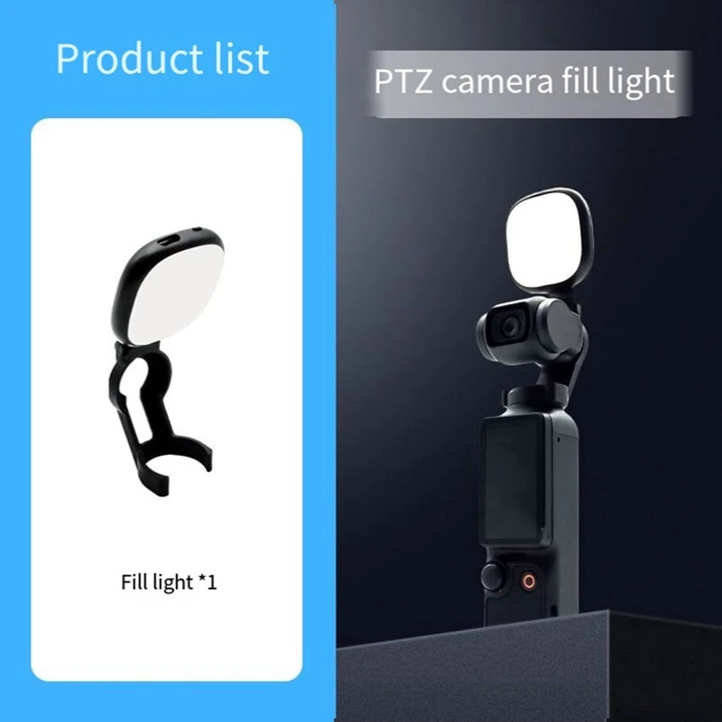 For Pocket3 Adjustable Led Fill Light Lamp + Bracket Clamp Adapter For DJI Osmo Pocket 1 2 3