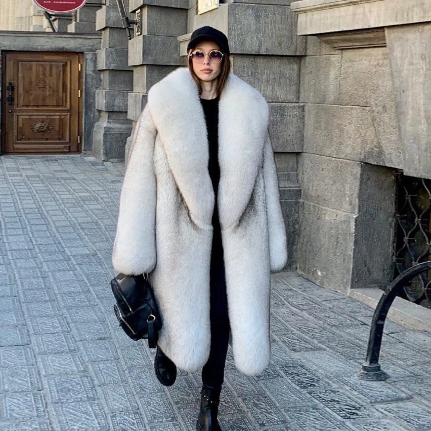 New Luxury Real Fox Fur Jacket Woman Winter Warm Natural Fox Fur Shawl Collar Coat Female Fashion Full Pelt Thick Overcoat