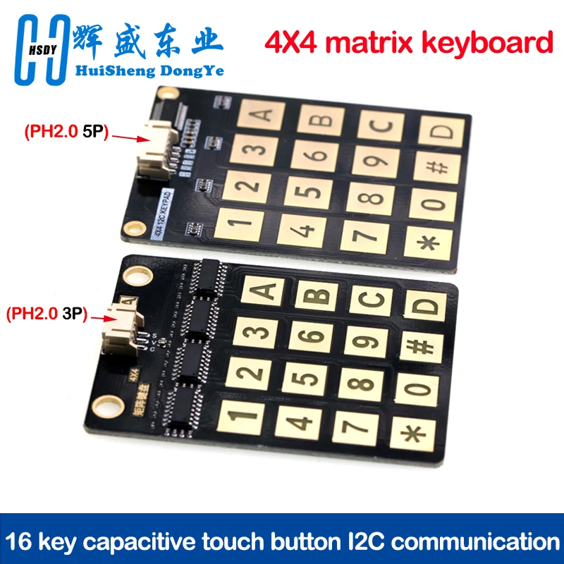 4X4 matrix keyboard 16 key capacitive touch button I2C communication with touch detection