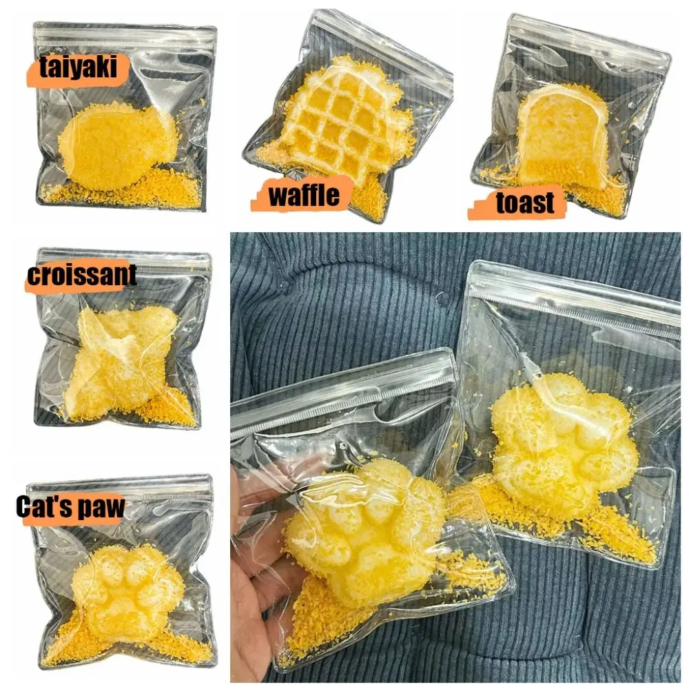 

Fidget Toy Cat Paw Fried Food SqueezeToy Waffle Toast Simulated Food Toy Soft Funny TPR Squeeze Toy Practical Jokes