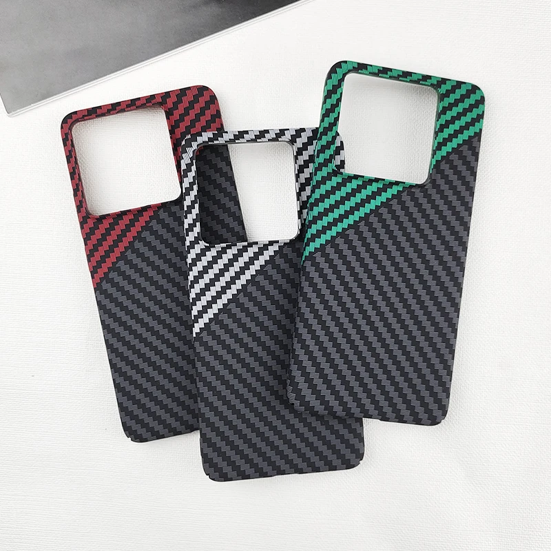 Luxury Hit Stitching Color Carbon Fiber Hard PC Case for Xiaomi 14T / Pro Ultra Thin Matte Back Protector Shockproof Cover Shell