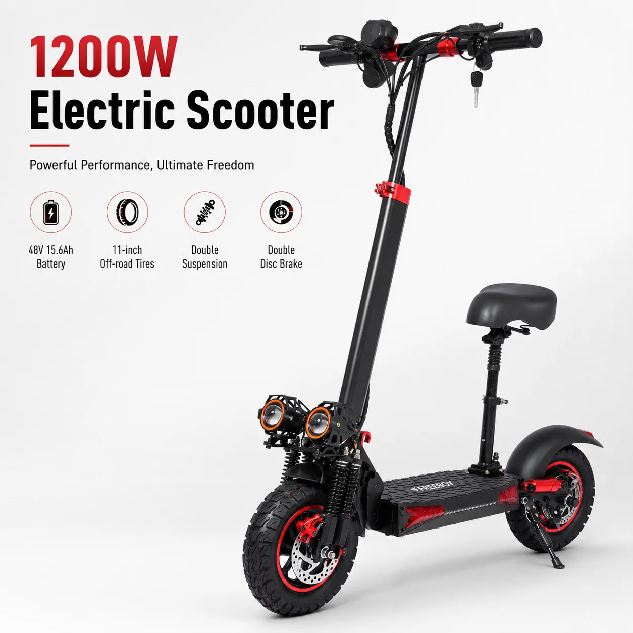 X11 Max Foldable E-Scooter 1200W Motor 50km/h Max Speed 100kg Load Dual Brakes & LED Lights Smart Urban Commuting Choice