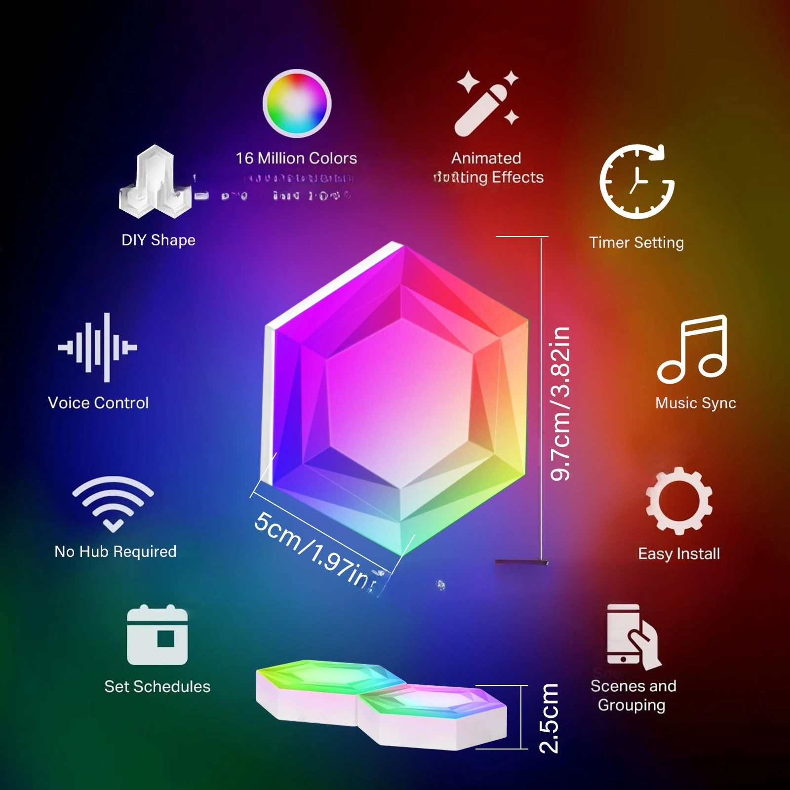 Lampu ambient e-sports, lampu dinding latar belakang pintar, lampu kuantum, lampu graffiti aktif suara, kontrol jarak jauh WIFI APP