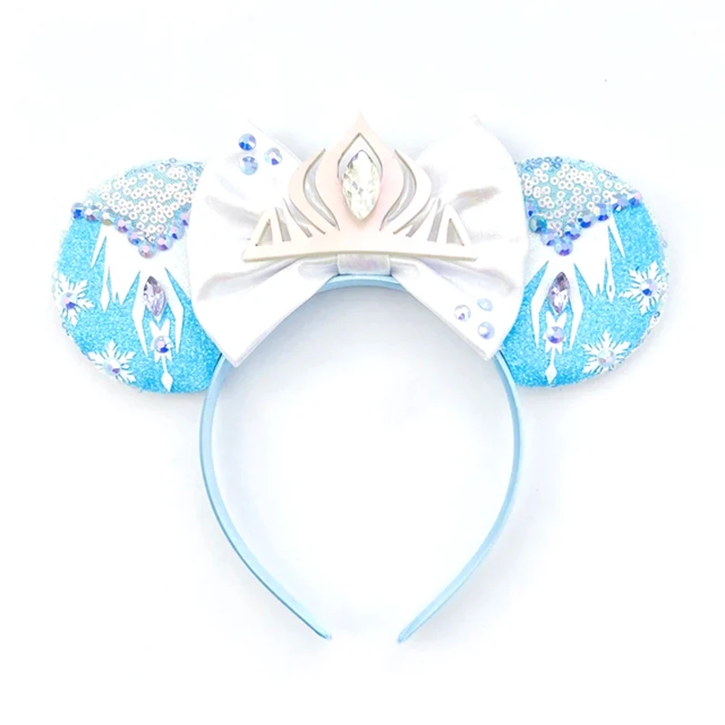 Frozen Hair Accessories Women Elsa Princess Anna Snowflake Mickey Mouse Ears Headbands Girl Crown Bow Sequins Ola