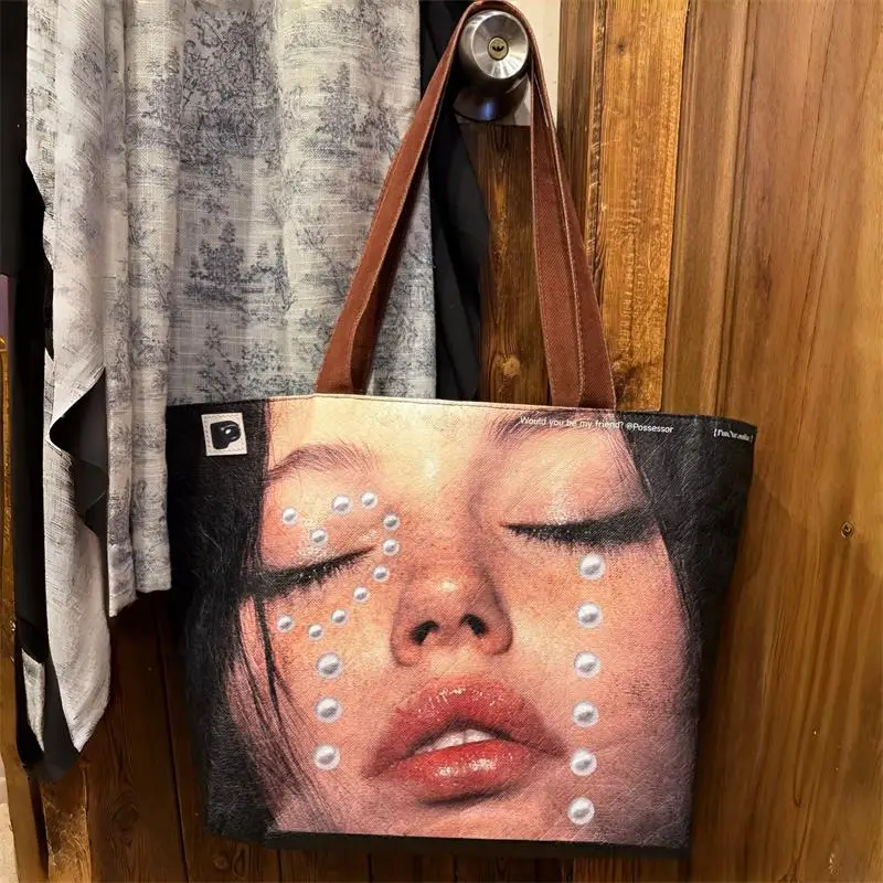 Fashion Designer Tote Bag New Large-capacity Shoulder Bag Creative Y2k Printed Versatile Casual Bag High-quality Simple Handbag