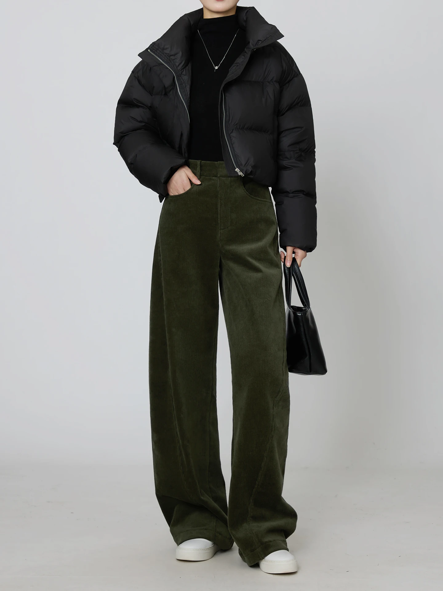 

Женские вельветовые брюки с широкими штанинами и флисовой подкладкой, винтажные, прямые, повседневные, в пол, с высокой талией, на молнии