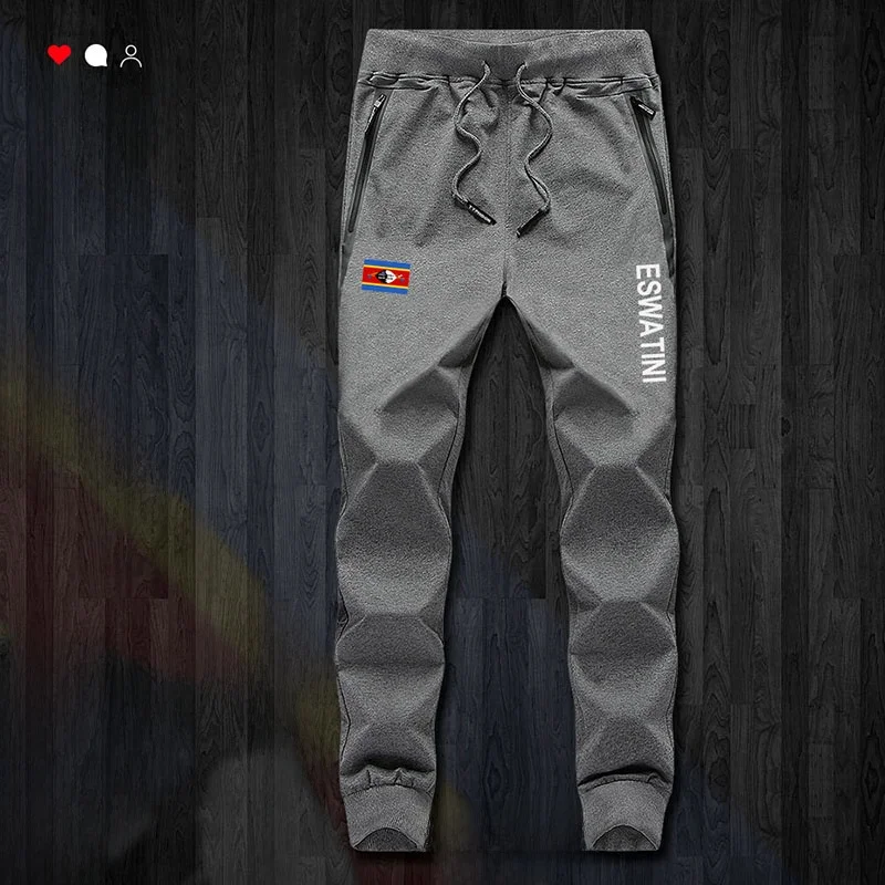 Swaziland Spor Fce Lined Casual Fitn Trousers for Men Youth Active Sle Straight Leg Long Pants All Season Wear
