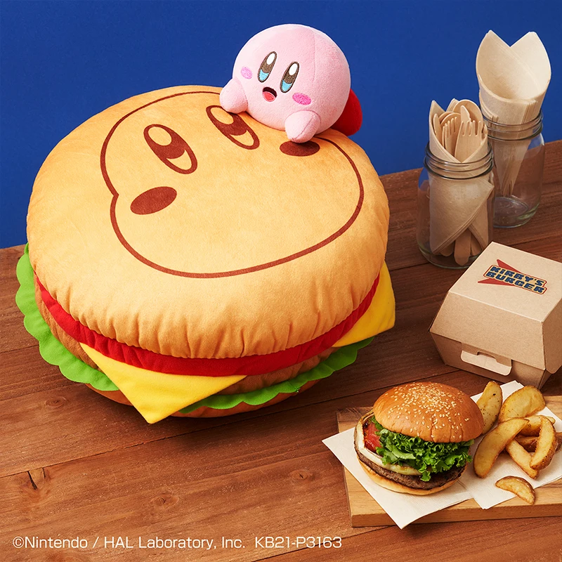 Japanese Genuine Ichiban Rewards Cartoon Star Kirby Burger Waddle Dee Plush Toy Doll Pillow Hamburger Toys Hobbies Holiday Gifts