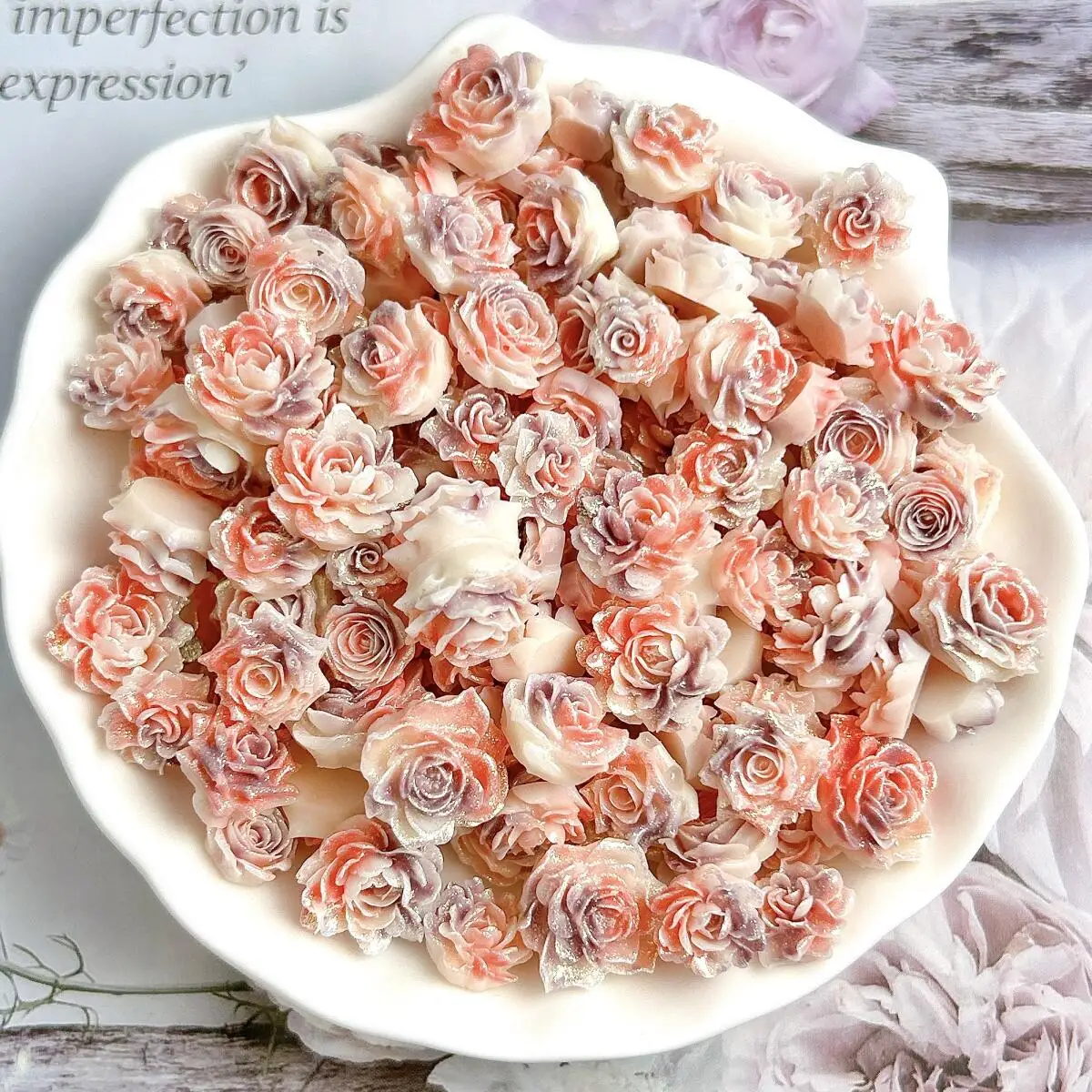 

Creative Sparkling Resin Blossoms Nail Charms Luminous Sweet Pink Purple Peony Rose Nail Art Decorations DIY French Style Nails