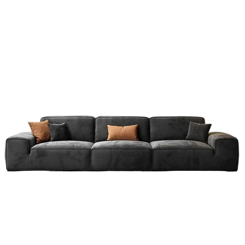 

Sofa cotton and linen fabric living room matte cloth sofa small apartment straight row modern tofu block sofa