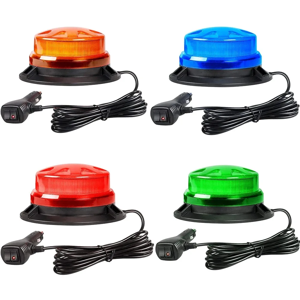 LED Emergency Traffic Strobe Light Car Truck Roof Top Warning Light Magnetic Base Flashing Beacon Lamp 12V 24V for Vehicle