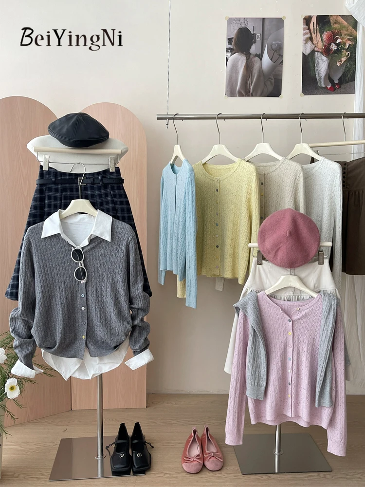 Beiyingni Winter Fashion Women's Cardigans Twist Cozy Senior Classy Female Sweaters Colorful Buttons Leisure Korean Knitwear Top
