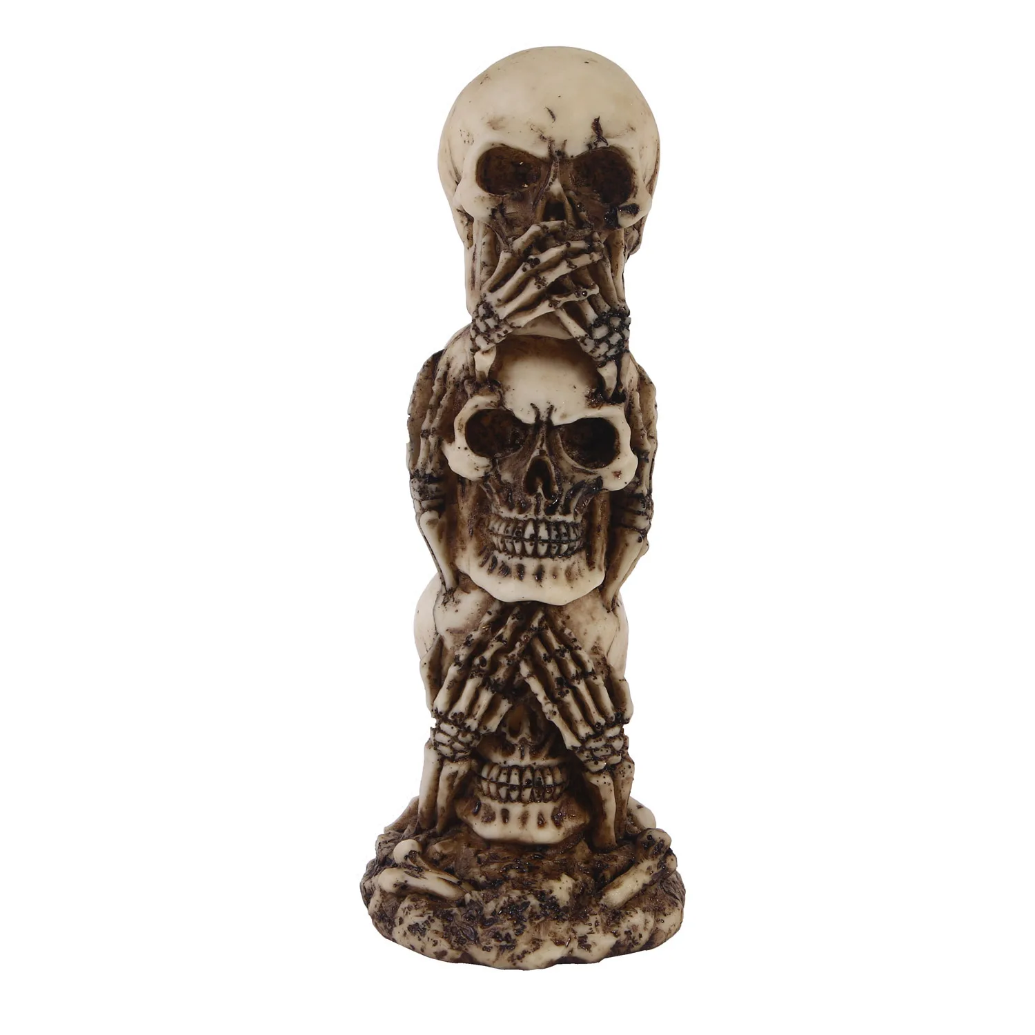1 Stück, Kunsthandwerksornament aus Kunstharz mit Totenkopf, menschlicher Totenkopf-Ornament, Gartendekoration, Halloween-Skelettdekoration für Zuhause