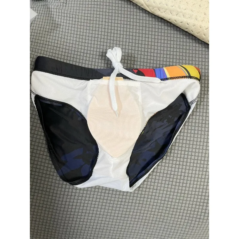 

2026Professional swimming trunks youth training men's swimming trunks fashion printed European and American briefs 10062