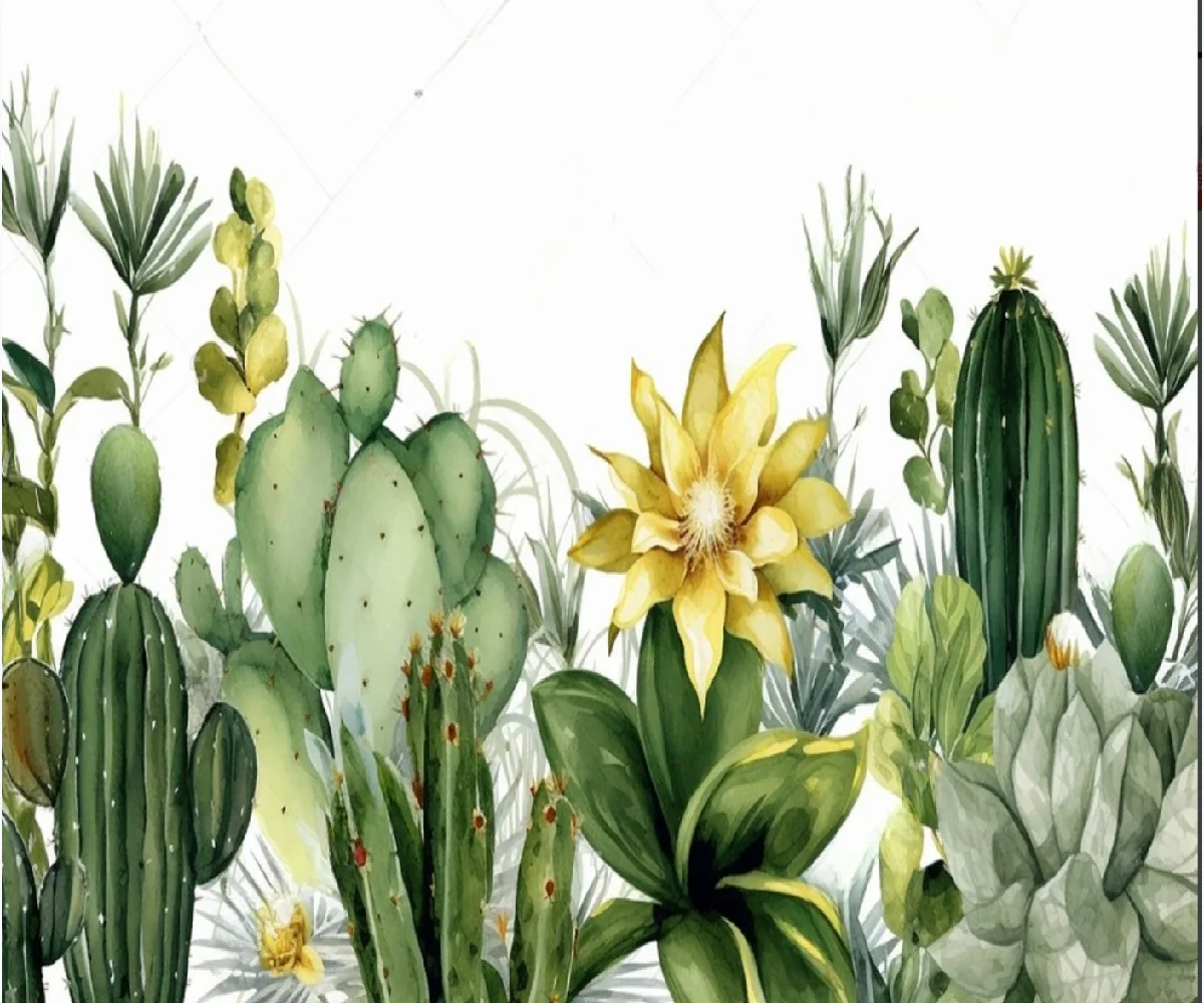 

Индивидуальные 3D-обои с изображением тропических растений, кактусов и цветов, фон для телевизора, настенные обои, декор для дома, фотообои