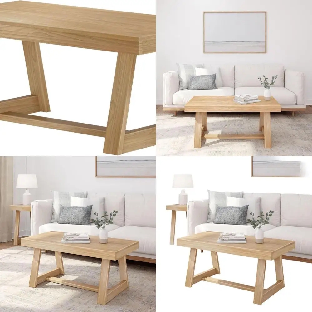 

Classic 40 Rectangular Coffee Table, Farmhouse Style for Small Spaces, Blonde Wirebrush Finish