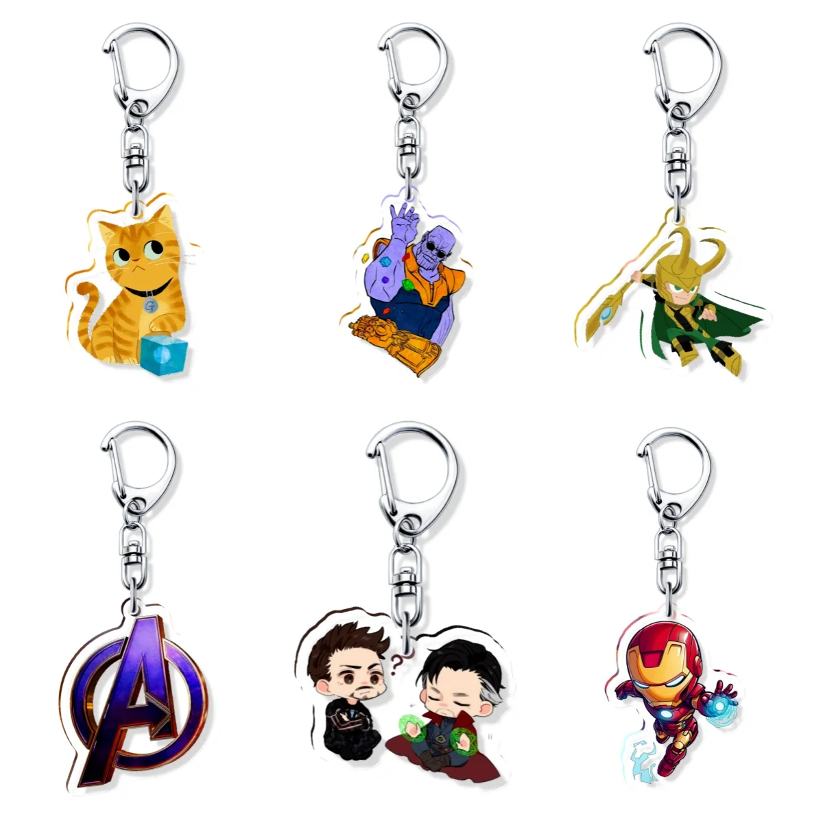 LOKI Stucky IronStrange Avengers Spider Man Marvel Film Paar Acryl Schlüsselanhänger Taschenanhänger Anhänger Schlüsselanhänger Souvenir Kingring