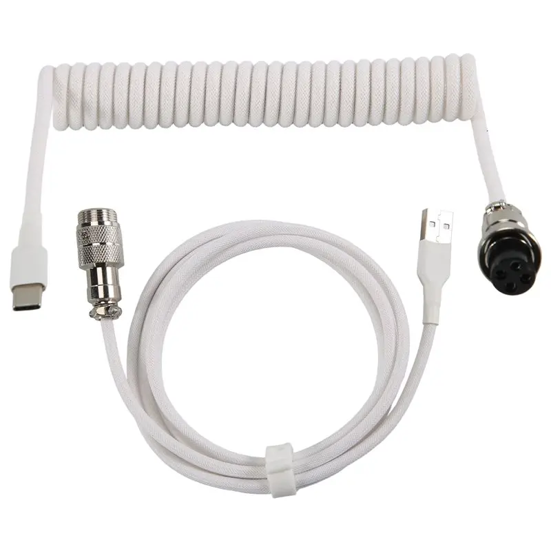 A53M-USB Type-C Cable For Gaming Keyboards, Double Sleeved Mechanical Keyboard Cable, Mechanical Keyboard Custom Coiled Cable
