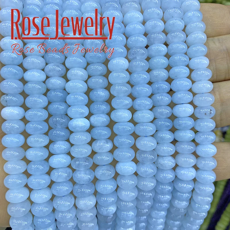 5x8mm Natural Stone Aquamarine Jades Rondelle Abacus Beads Loose Spacer Beads for Jewelry Making DIY Bracelets Necklaces 15