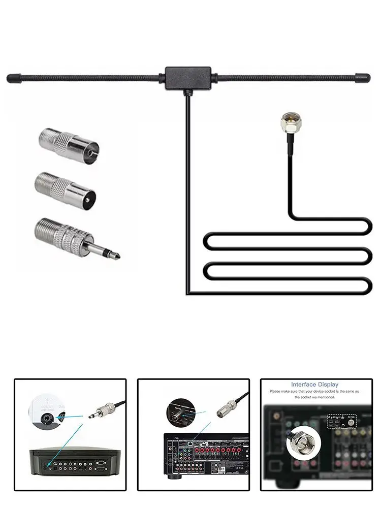Antenne Radio FM Dipole, connecteur Audio aérien pour récepteur stéréo, système de musique, récepteur Audio vidéo Home cinéma