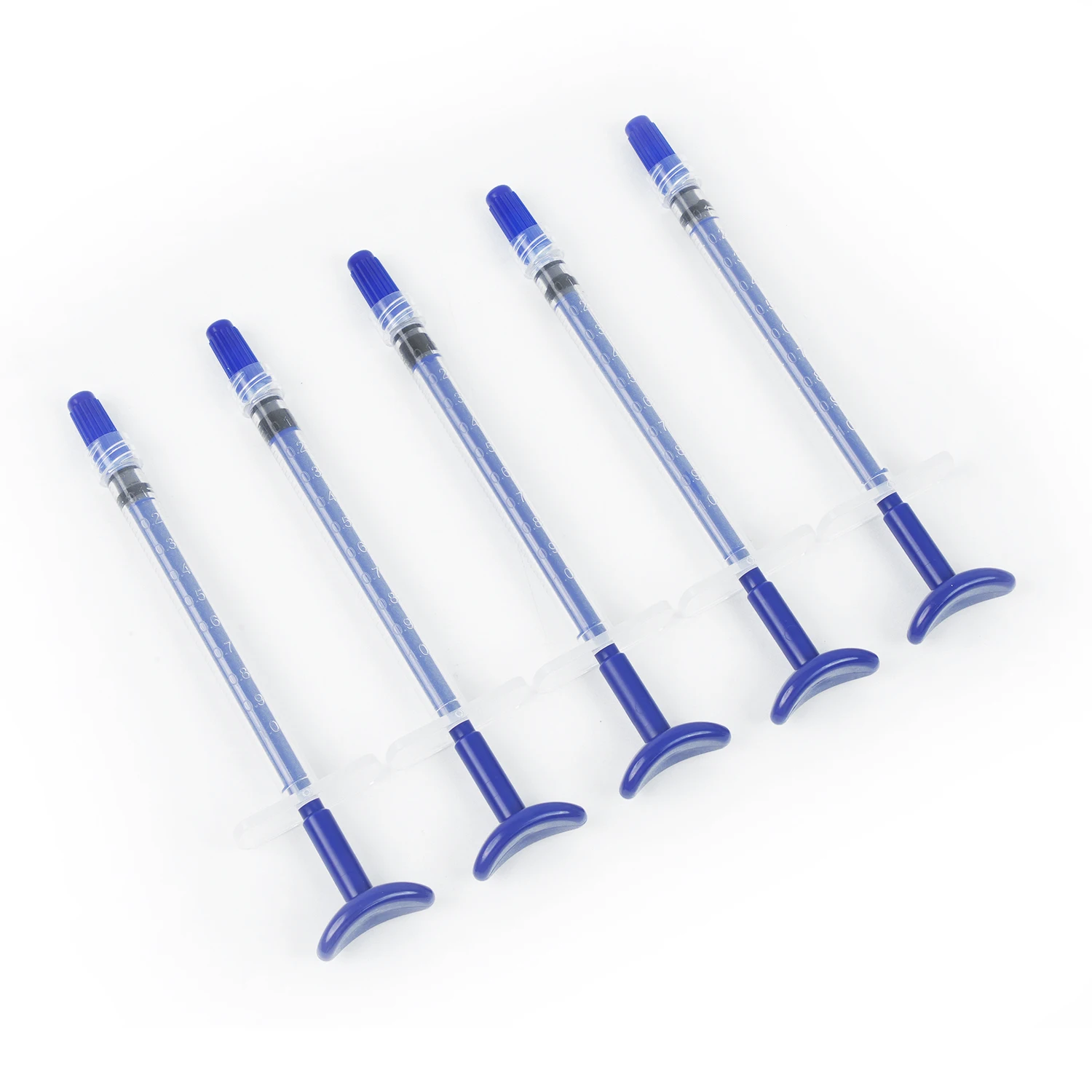 JOLANT-Jeringa de riego Dental de 5 piezas, jeringa desechable de 1ML de plástico azul, herramientas dentales para blanqueamiento Dental