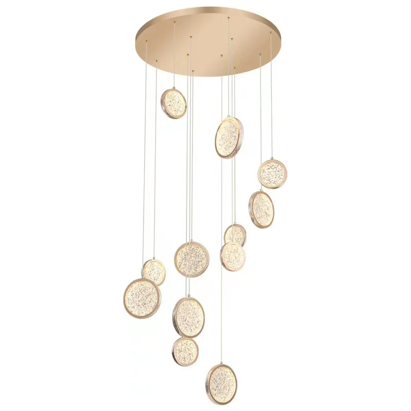 

Modern light luxury Nordic rotating duplex stair light creative simple round cake villa living room bar
