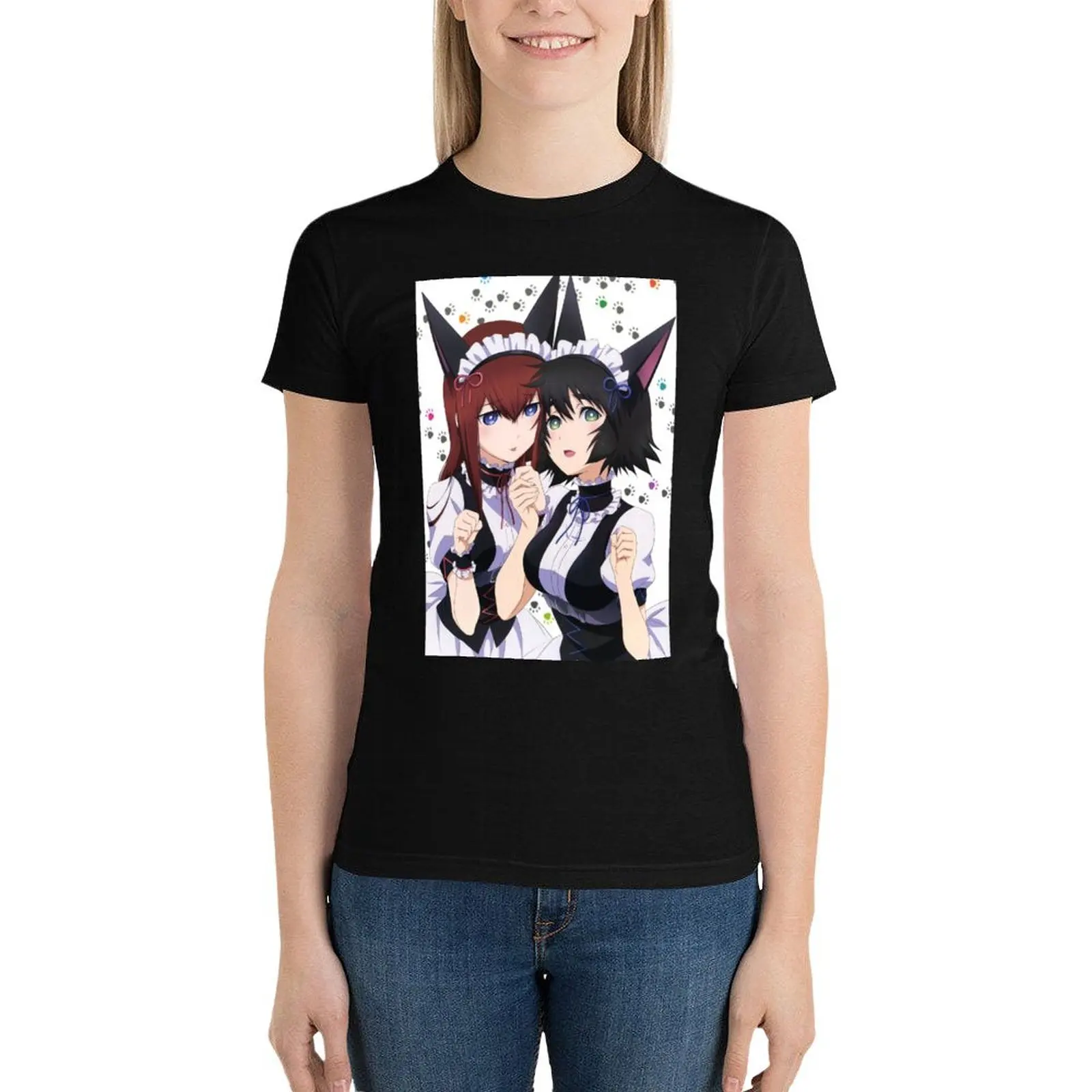 

Steins;Gate - Makise Kurisu & Shiina Mayuri T-Shirt vintage clothes shirts graphic tees oversized female clothes for Women