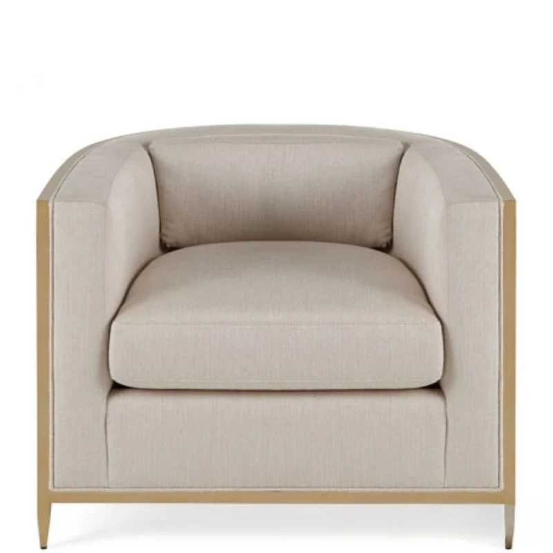 

Nordic light luxury metal fabric sofa furniture living room cafe hotel club sales department negotiation chair