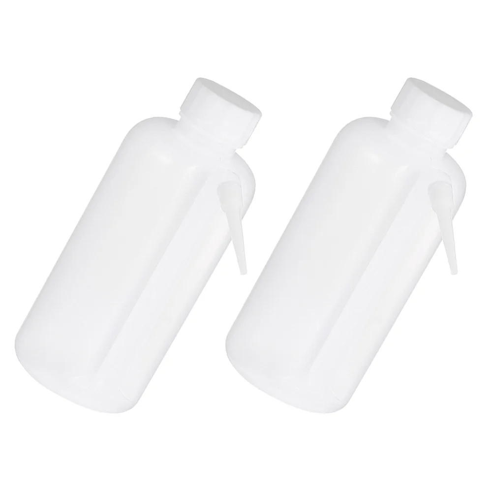 2 Pcs Side Pipe Wash Bottle Plastic Bottles Plant Spray Sports Rinse for Chemicals Laboratory Safety