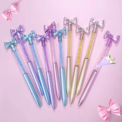 10Pcs/Lot Cute Bow Knot Ballpoint Pens Bow-tie Rotating Writing Gel Pen Black Ink Crystal Pen Office Supplies School Stationery