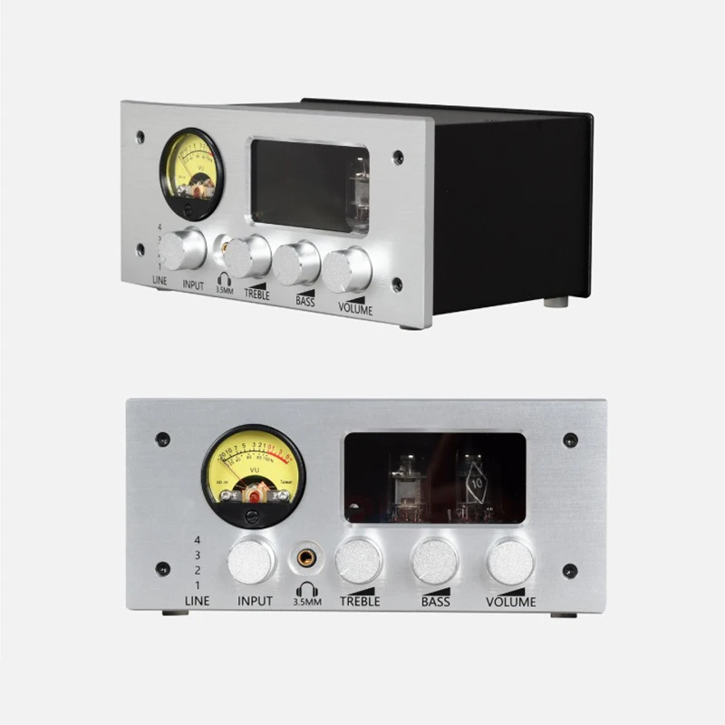 HIFI Vacuum Tube Preamplifier 6J1 Vacuum Tube NE5532 Operational Amplifier 4 in 2 Out Preamplifier Treble and Bass Adjustment