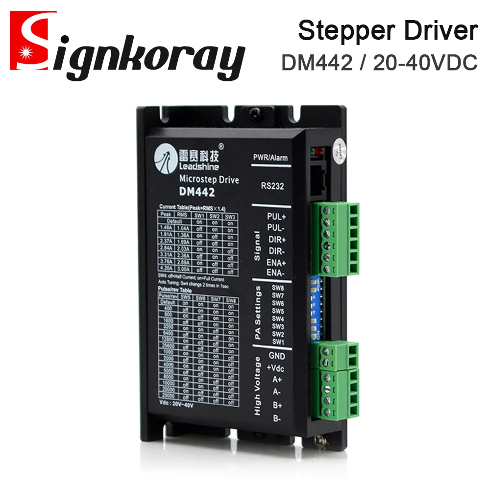 SignkoRay Leadshine 2 Phase Stepper Motor Driver DM442 Voltage 20-40VDC Current 1-4.2A for Co2 Laser Cutting and Engraving Machi